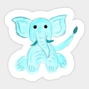 Blue baby elephant watercolor art Sticker